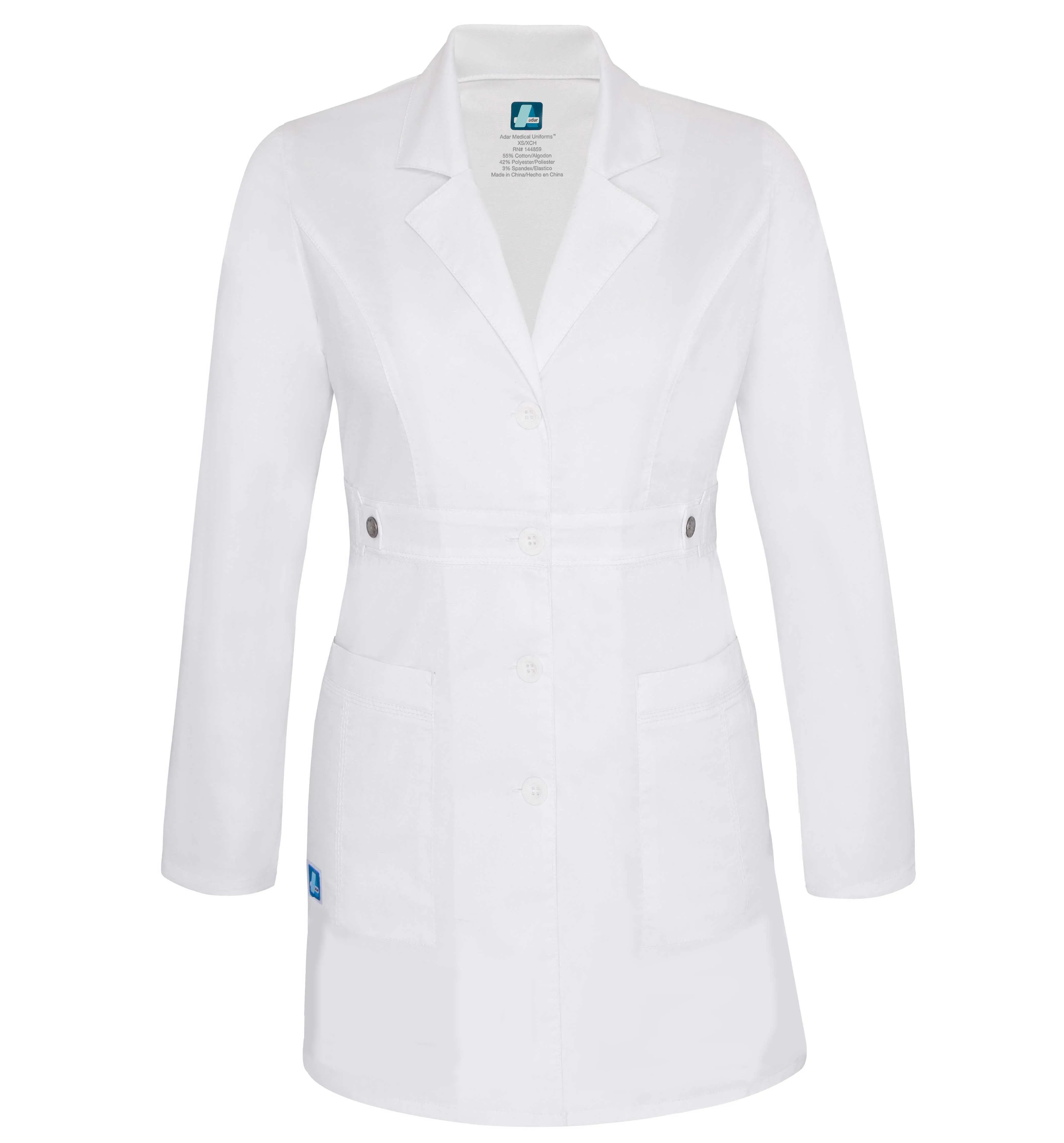 Adar Pop-Stretch Junior Fit Women's 36" Tab-Waist Lab Coat 3304