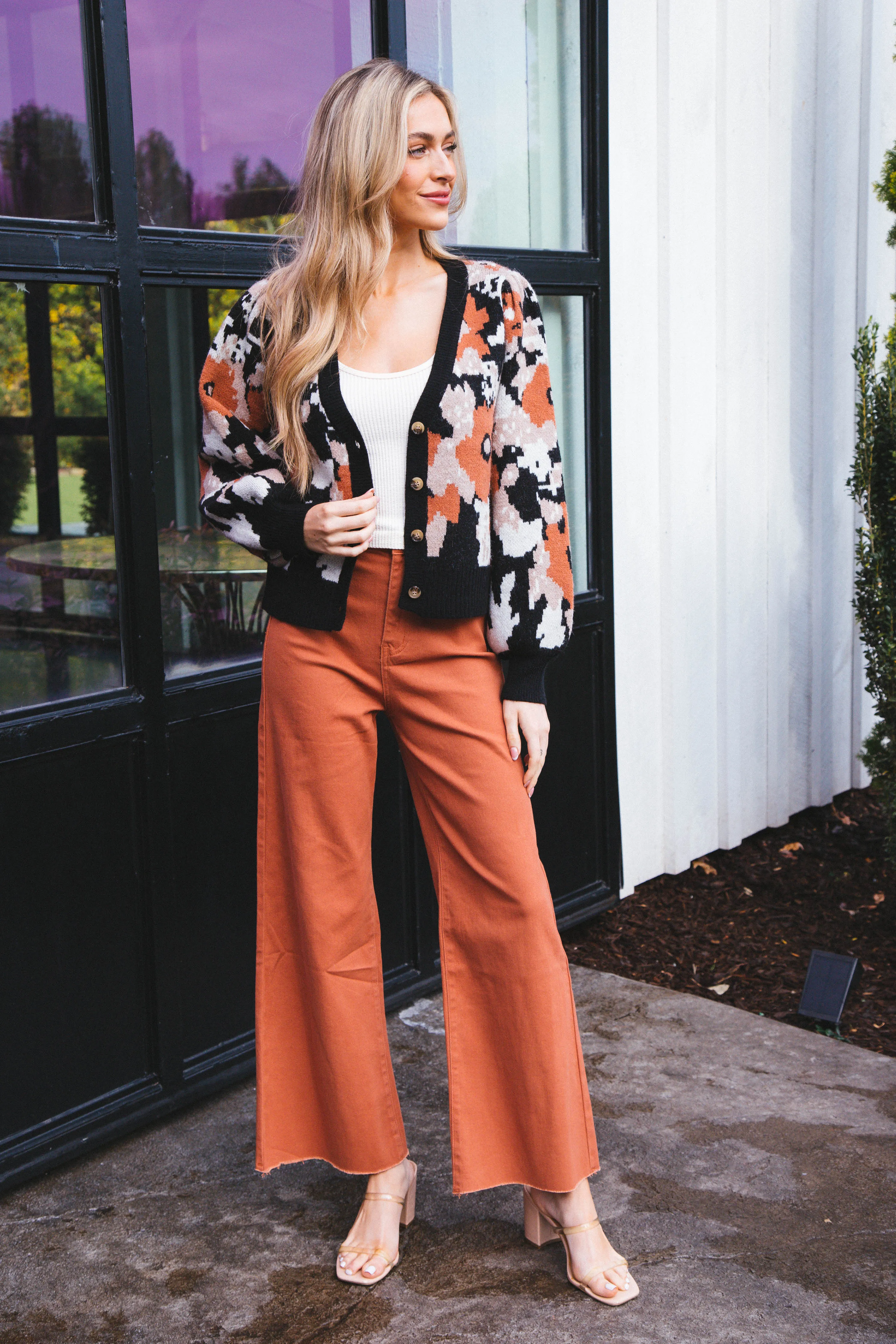 Aria High Rise Wide Leg Pants, Rust