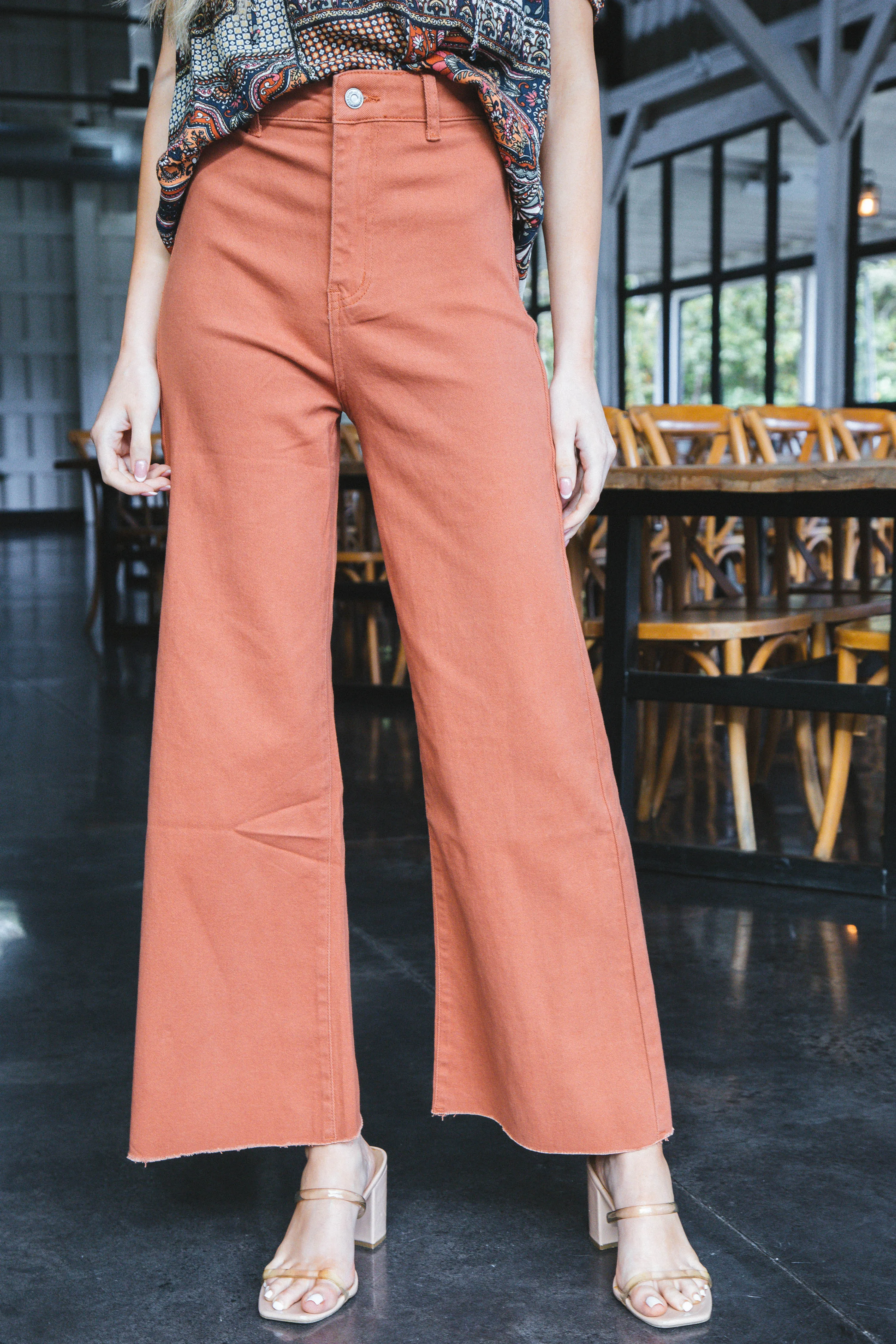 Aria High Rise Wide Leg Pants, Rust