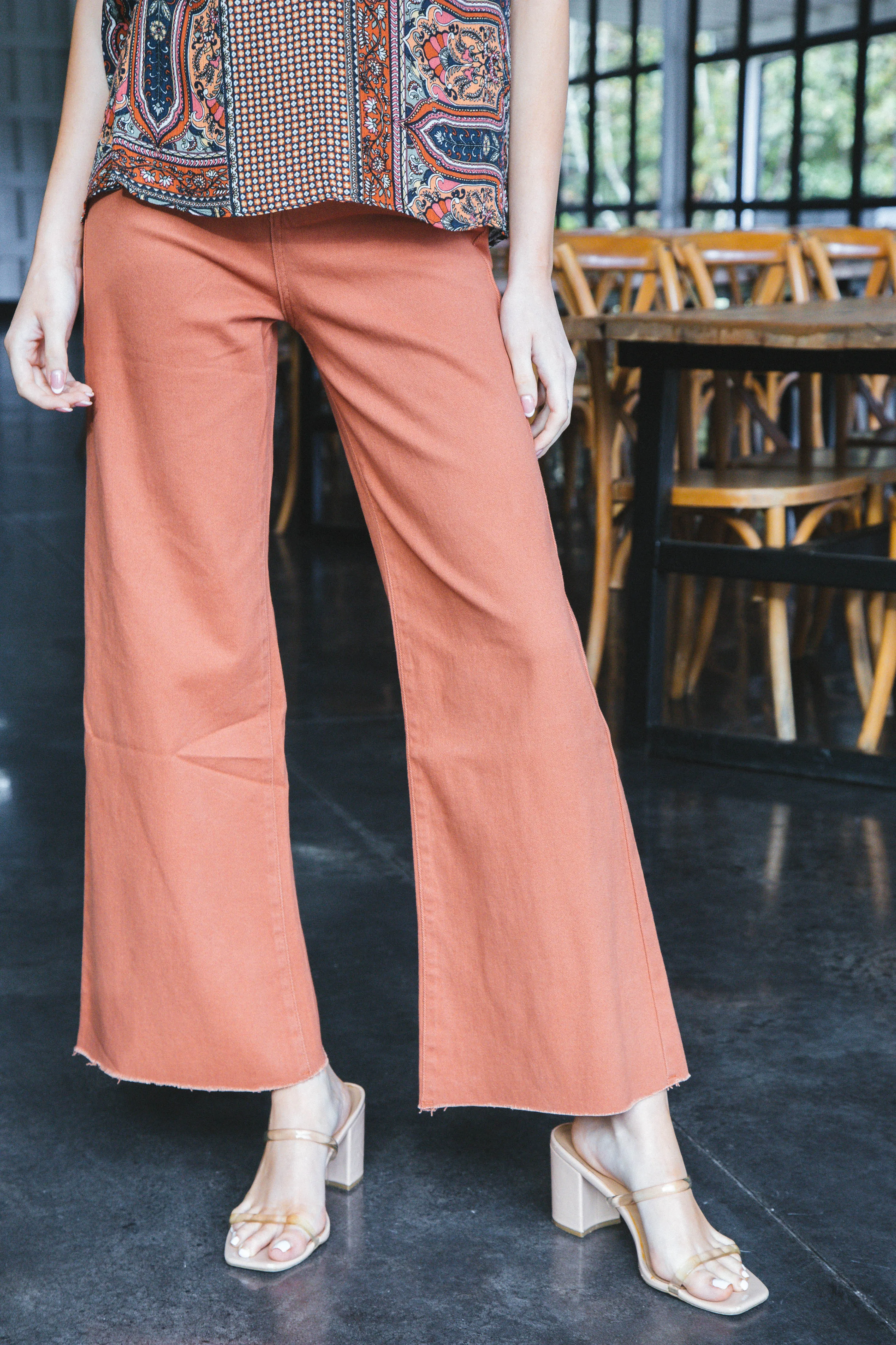 Aria High Rise Wide Leg Pants, Rust