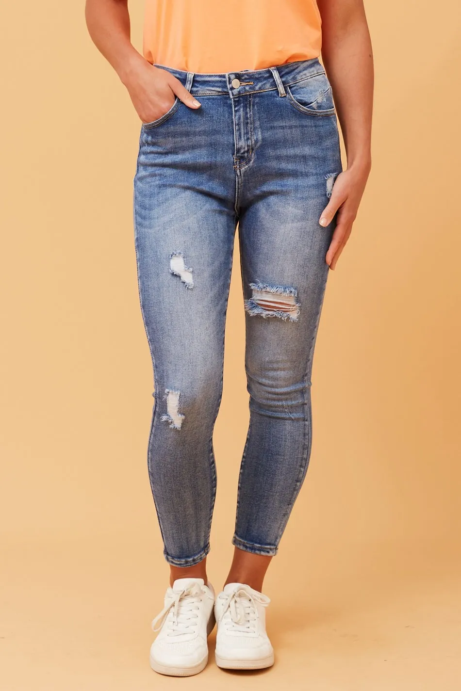 BERNICE DISTRESSED SKINNY JEANS