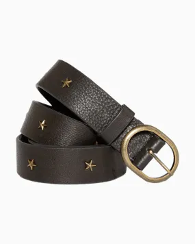 Black Star Studded Leather Belt | Black