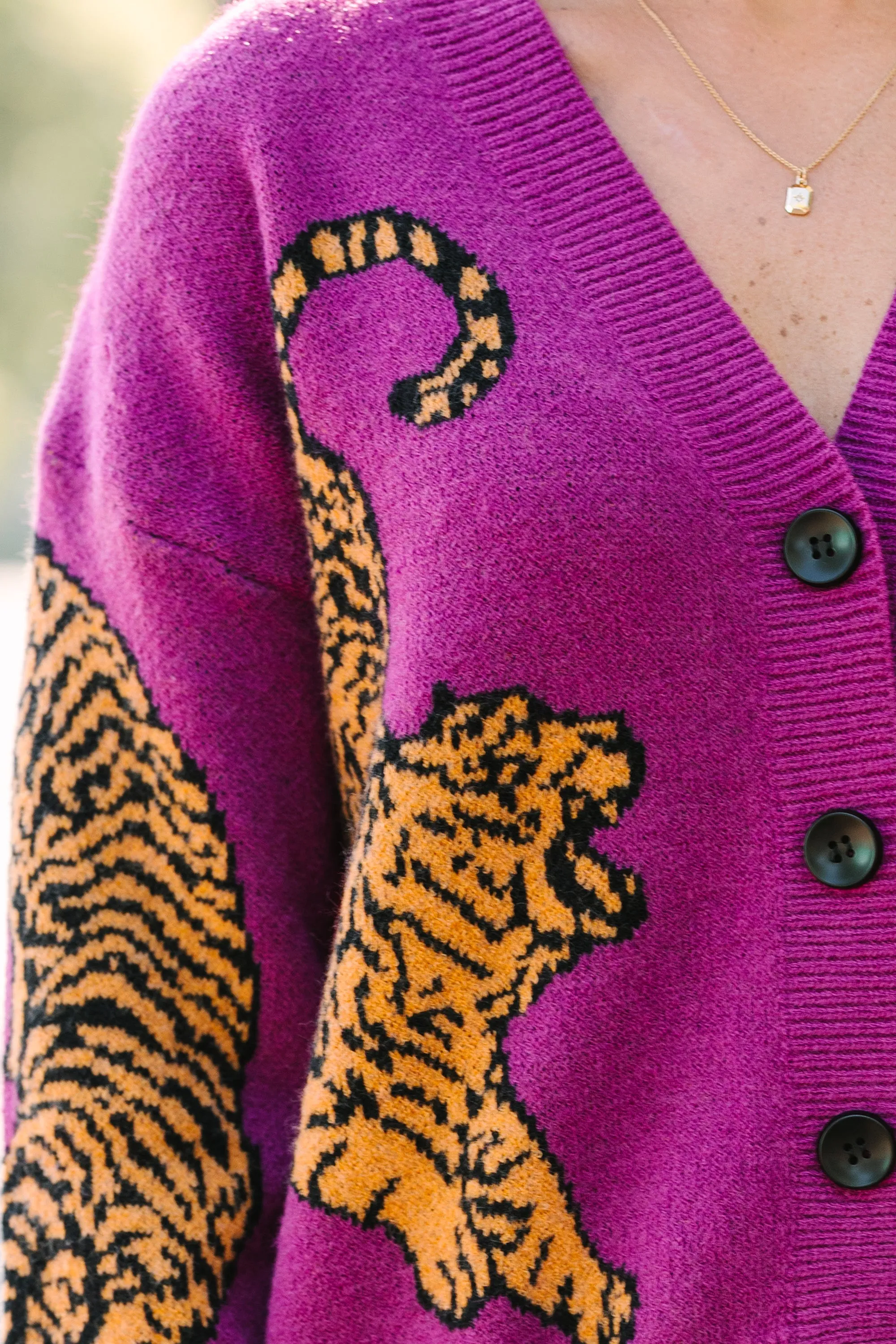 Born To Be Wild Plum Purple Tiger Cardigan