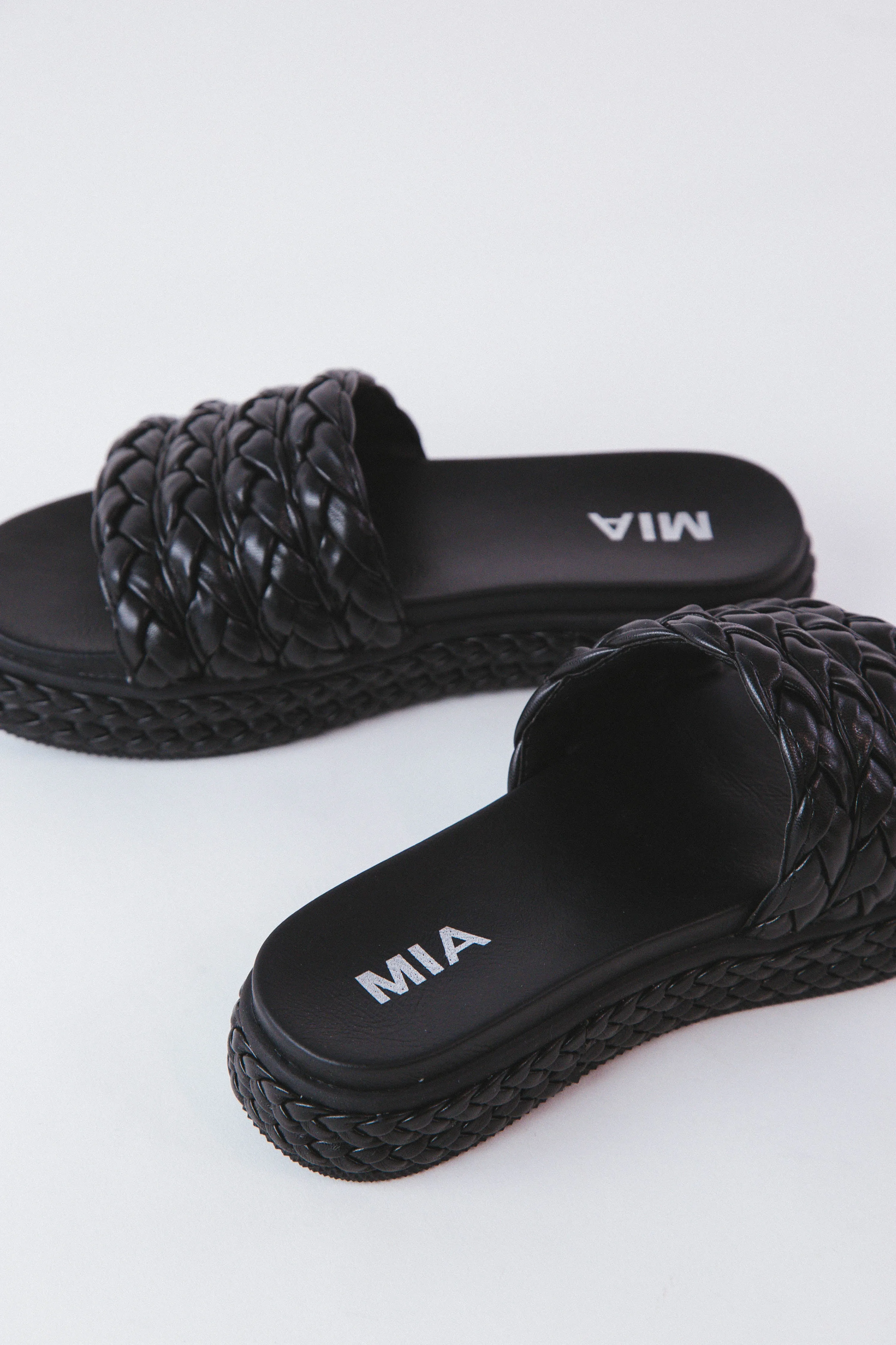 Bri Braided Slide On Sandal, Black