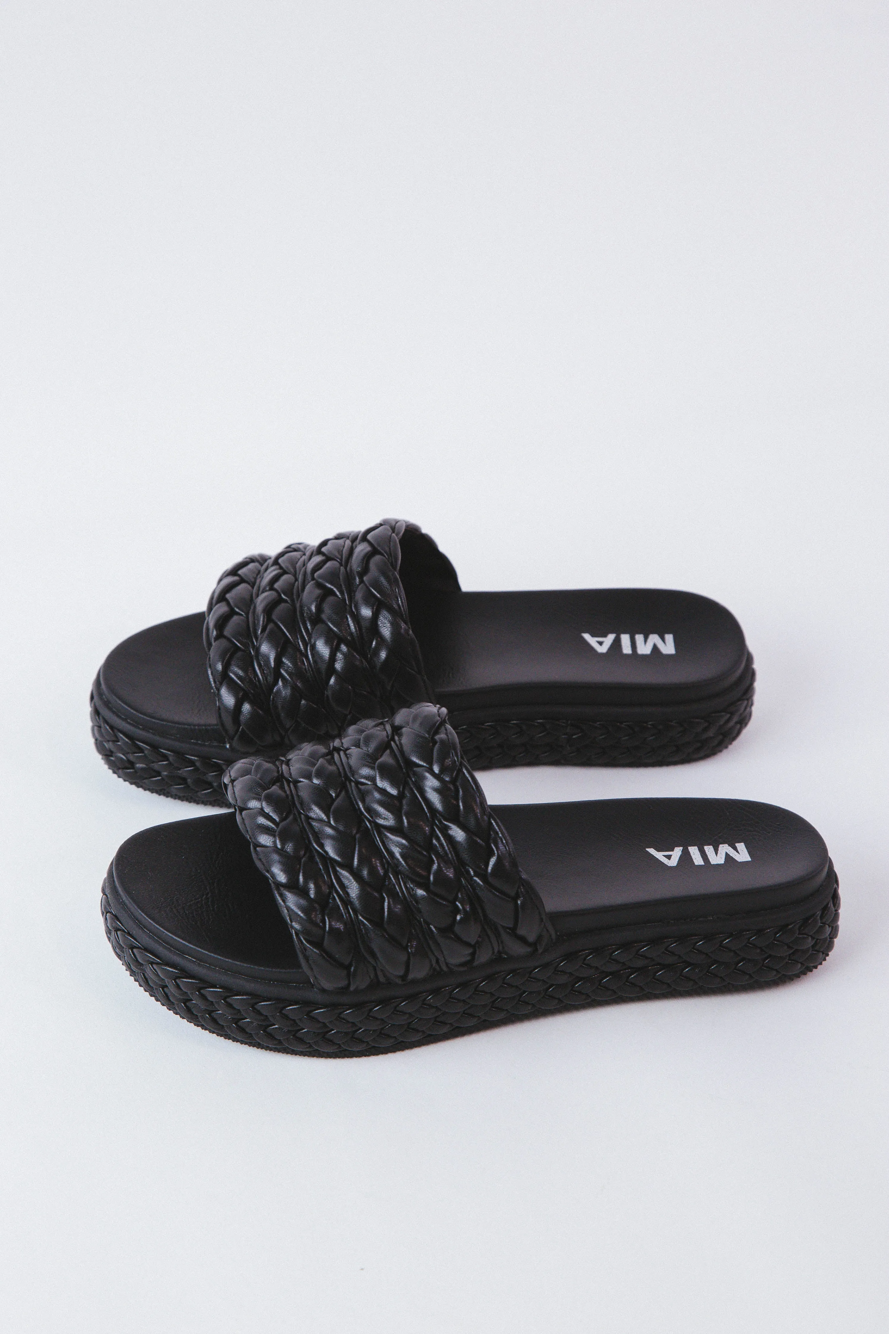 Bri Braided Slide On Sandal, Black