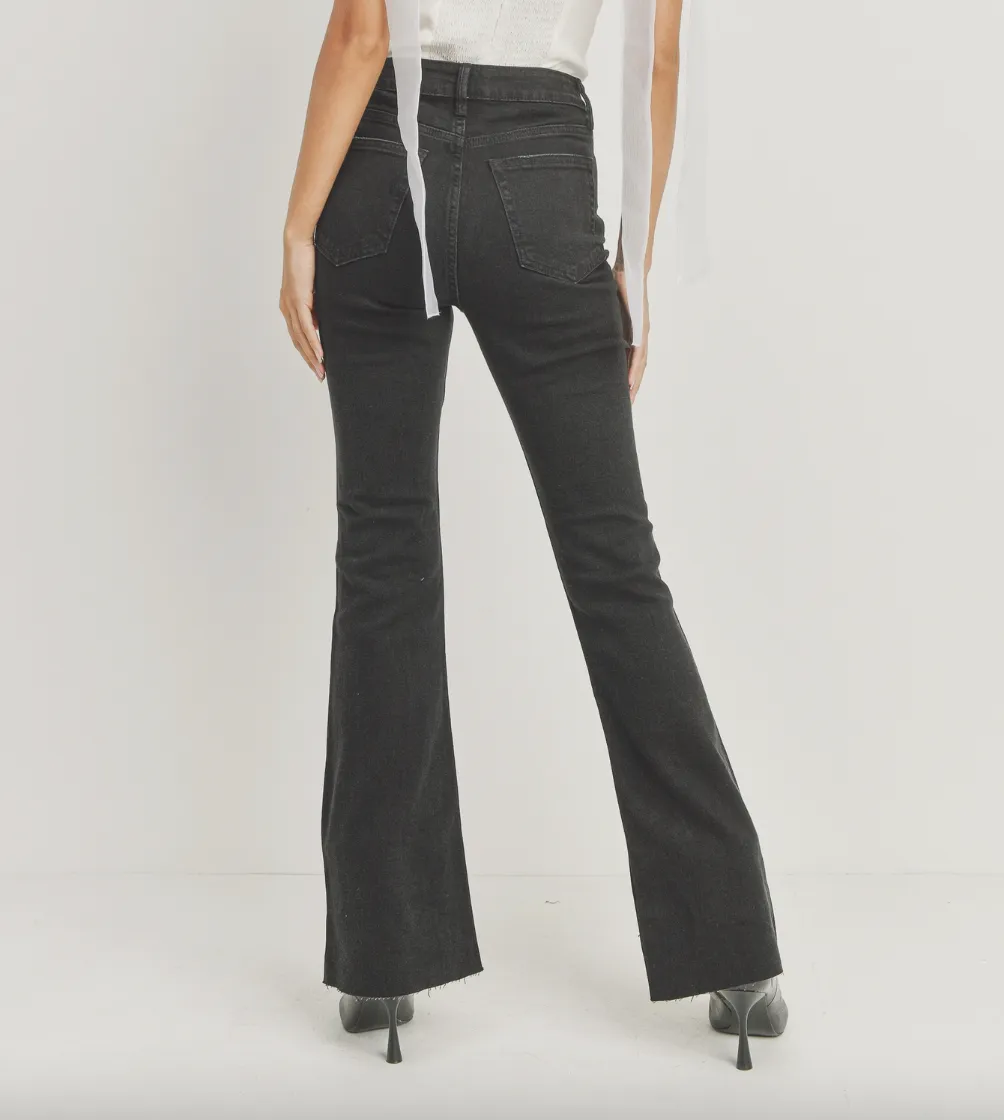 Carrie High Rise Skinny Flare Denim in Washed Black