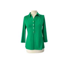 Charter Club Parrot Green with Gold Buttons Knit Top | Gently Used |