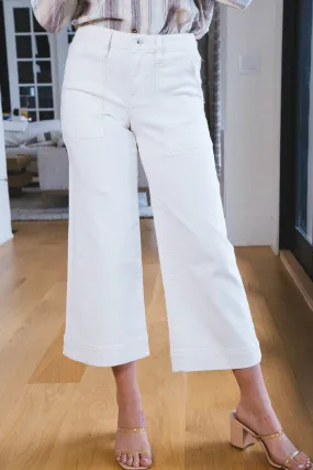 Culotte Semi High Rise Cropped Jeans, Chalk | Sanctuary