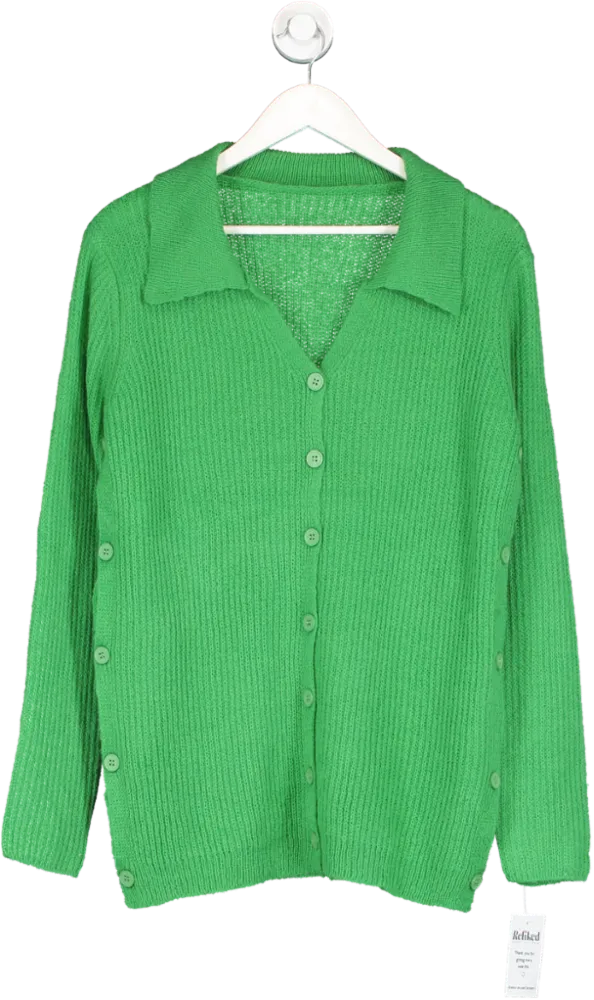 cupshe Green Button Down Cardigan UK S