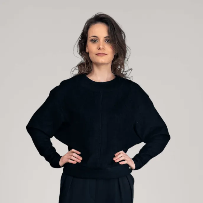 Dolman Sleeve Bamboo-Terry Sweater | Obsidian