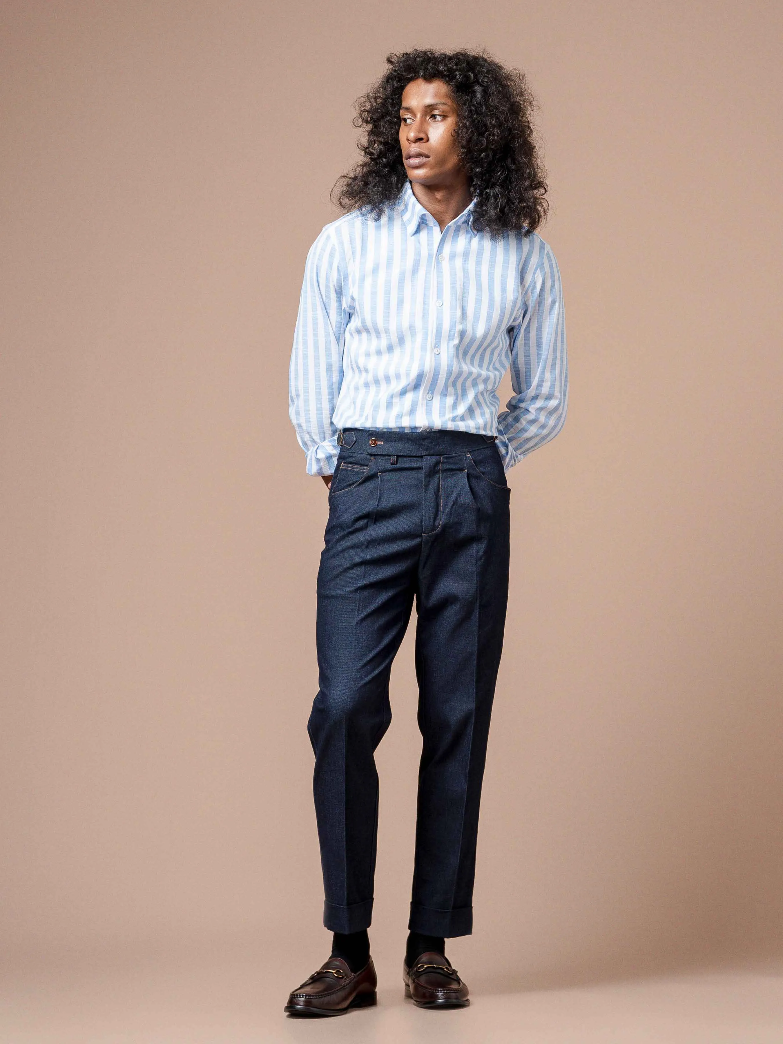 Emanuel Striped Shirt - Blue Windsor Collar