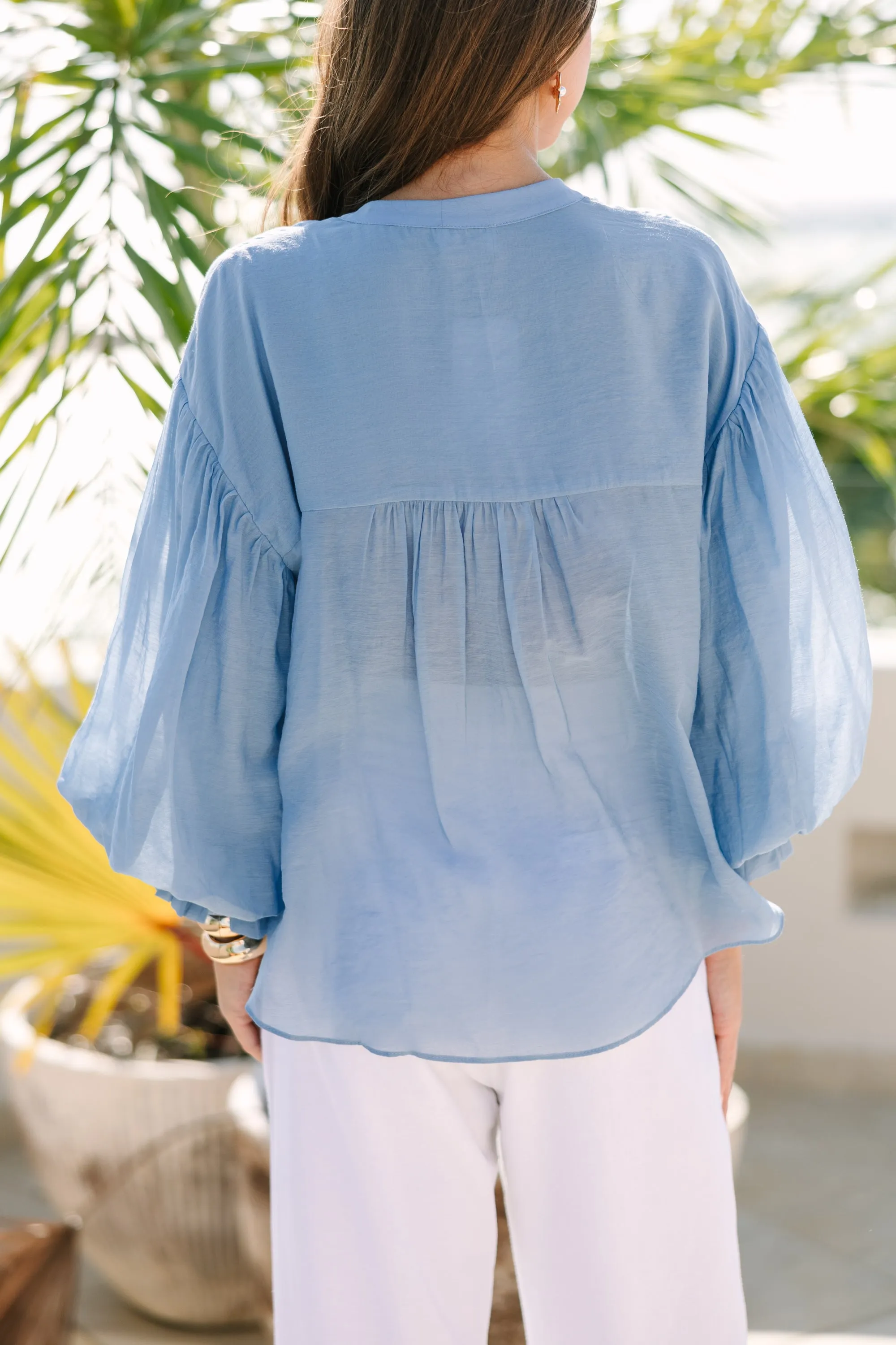 Fate: Far From Over Light Blue Puff Sleeve Blouse