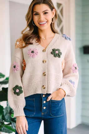 Feeling My Best Ecru White Floral Cardigan