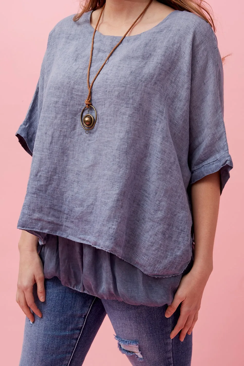 GIANA DOUBLE LAYERED LINEN TOP