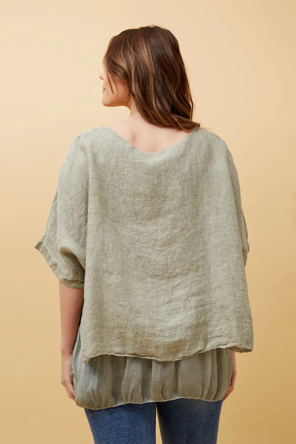 GIANA DOUBLE LAYERED LINEN TOP