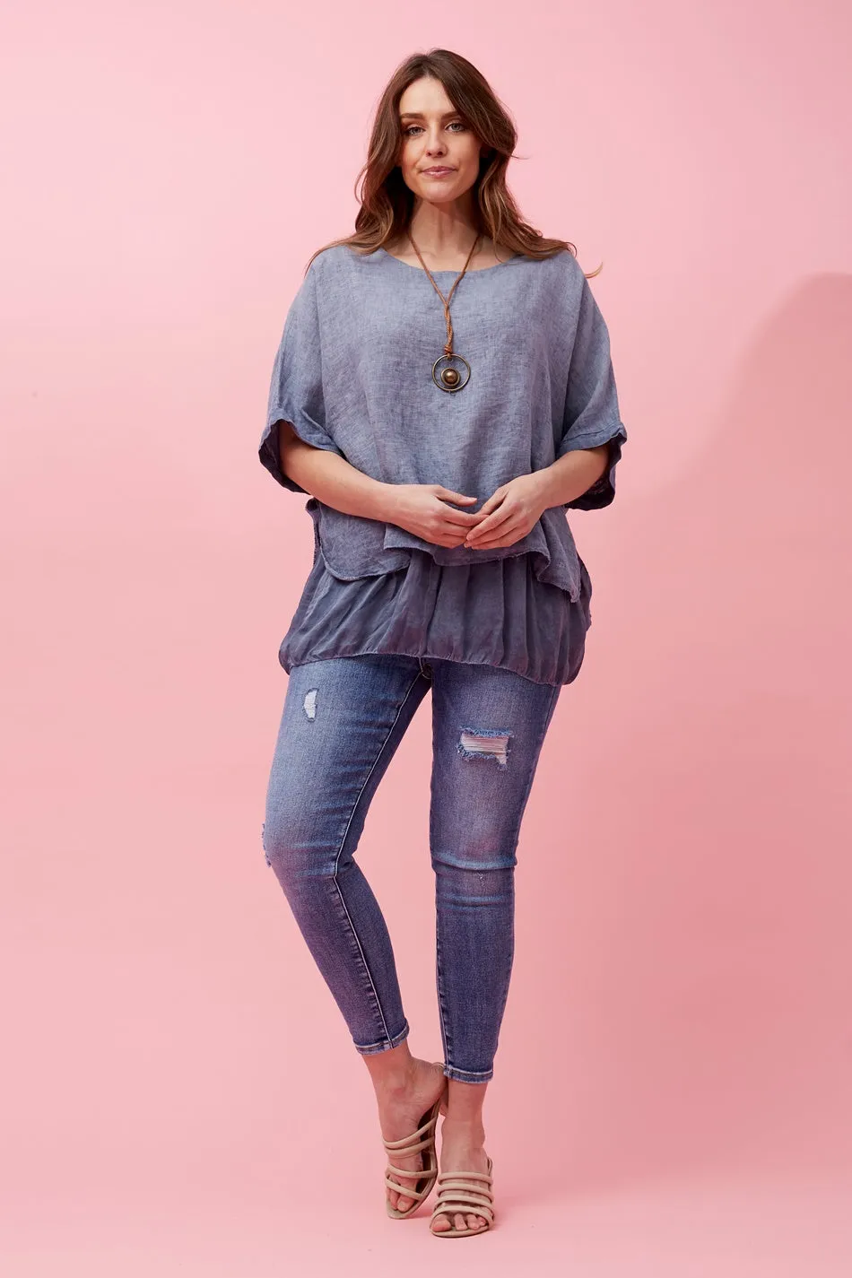 GIANA DOUBLE LAYERED LINEN TOP