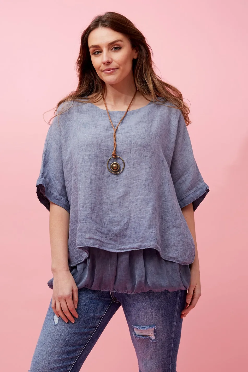 GIANA DOUBLE LAYERED LINEN TOP