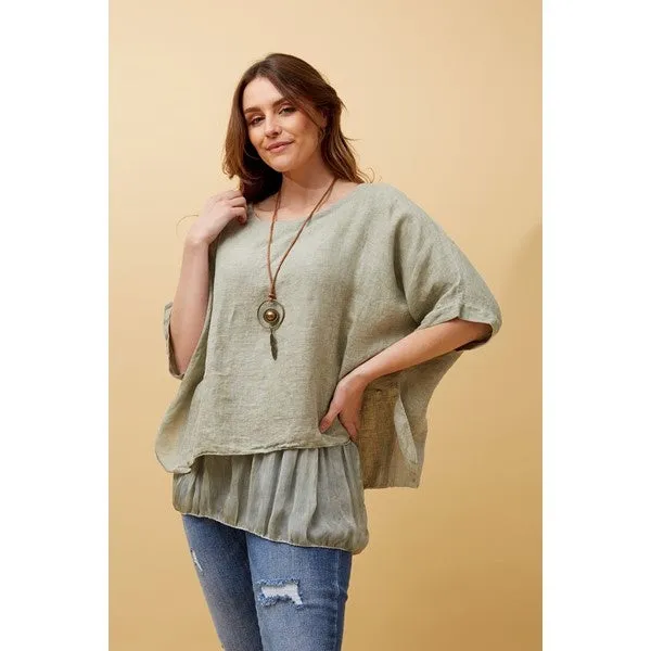 GIANA DOUBLE LAYERED LINEN TOP