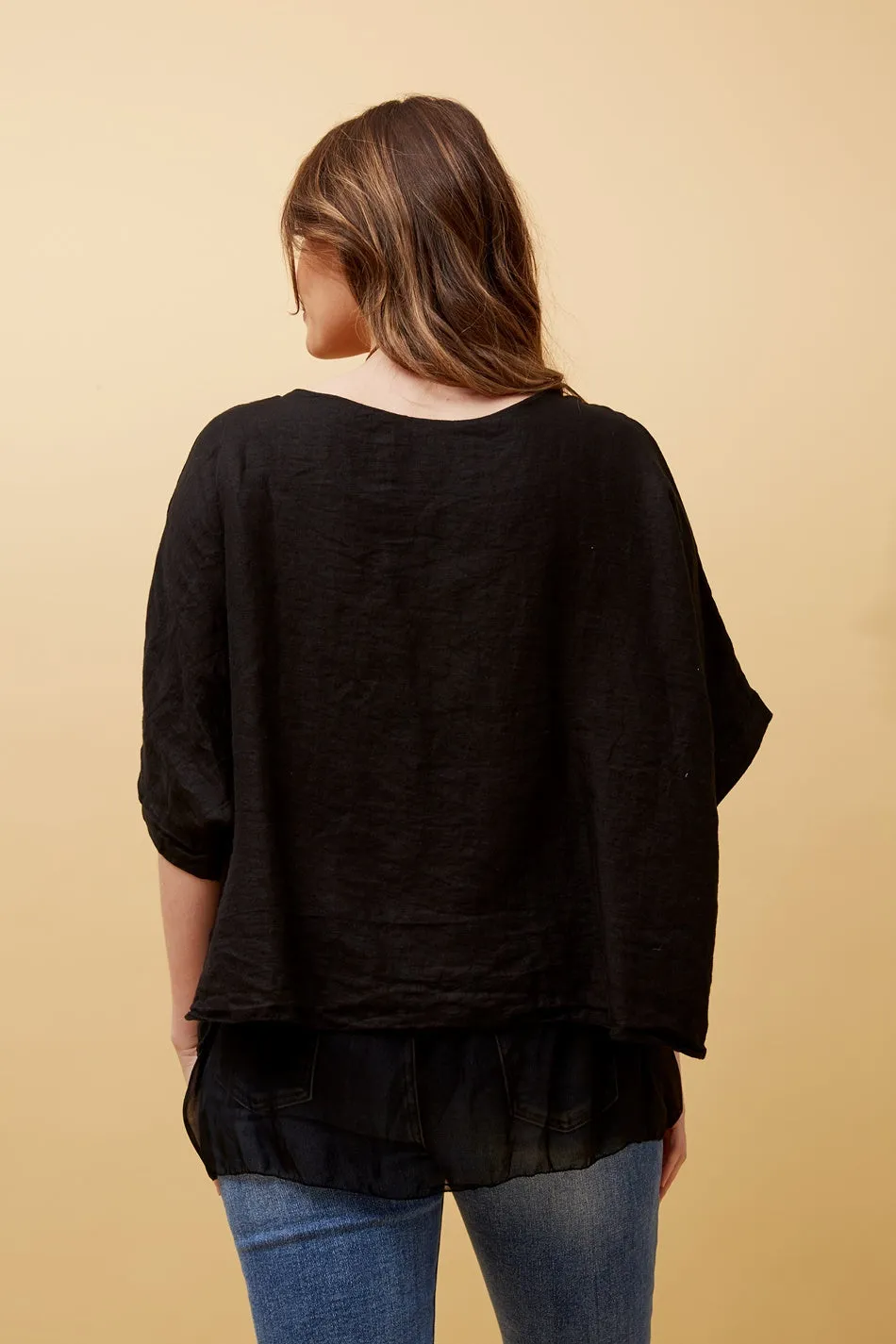 GIANA DOUBLE LAYERED LINEN TOP