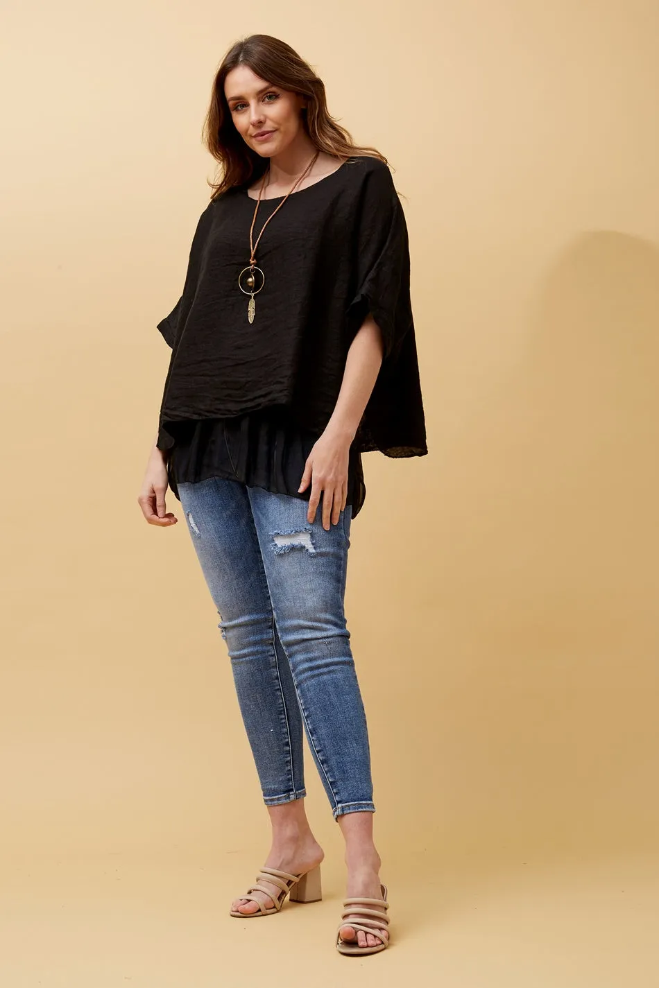 GIANA DOUBLE LAYERED LINEN TOP