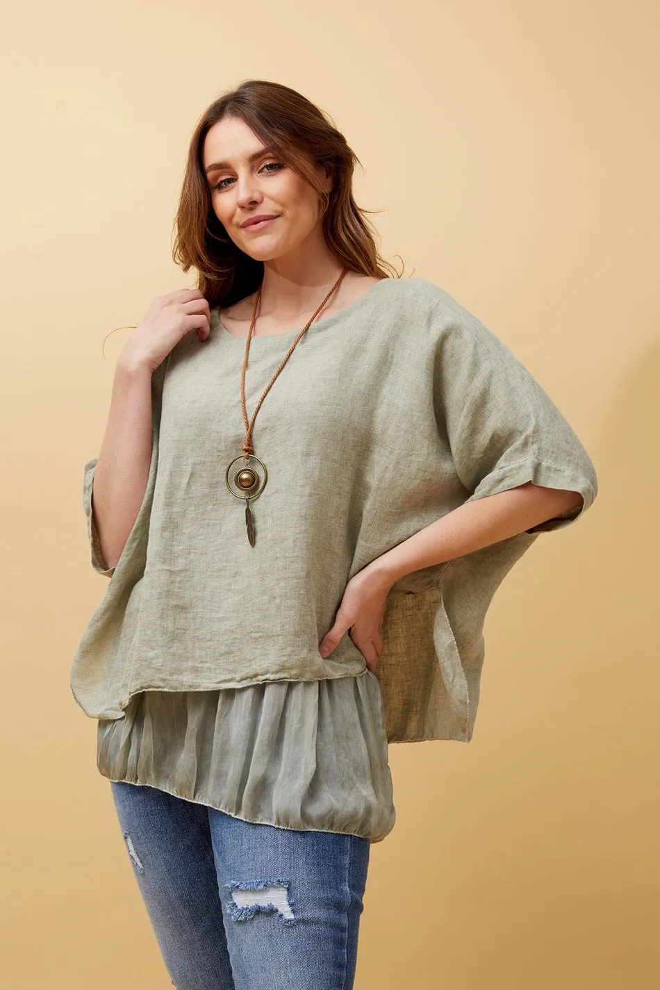 GIANA DOUBLE LAYERED LINEN TOP