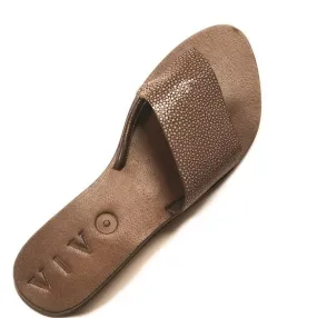 Ginger Shagreen Sandal - Brown