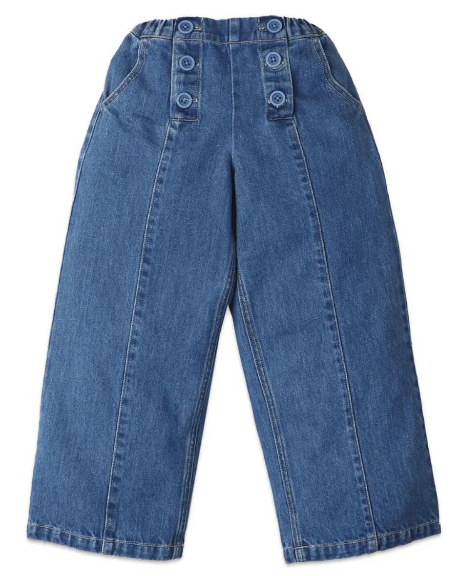 GINGERSNAPS SS24 Girls Wide Leg High Rise Sailor Pants Jeans