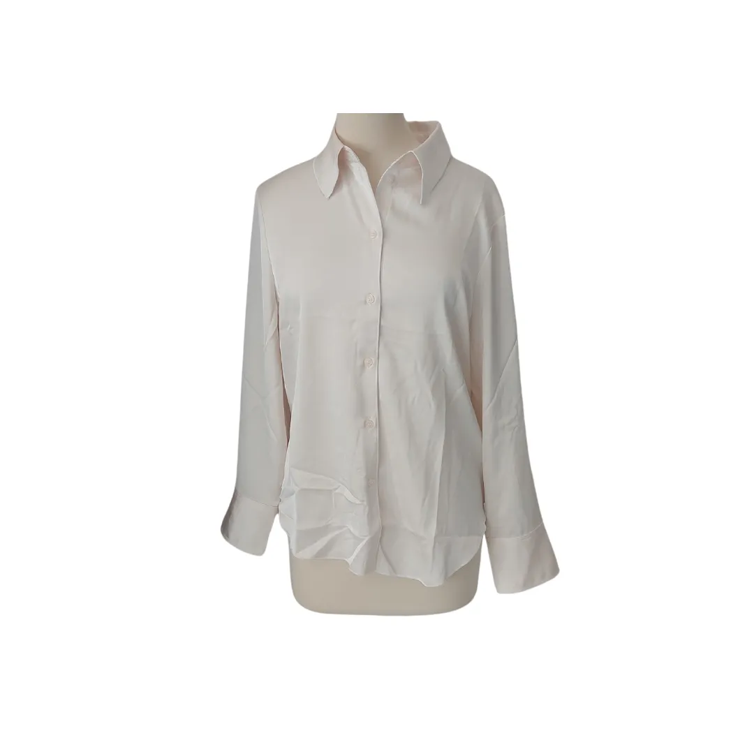 H&M Cream Satin Formal Collared Shirt | Brand New |