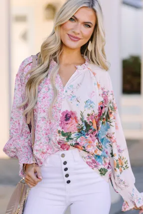 In Full Support Pink Floral Blouse