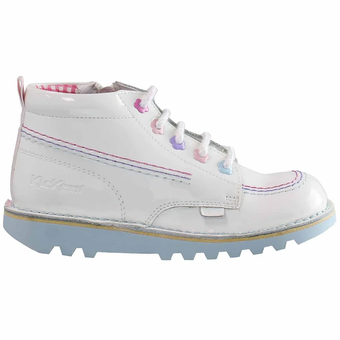 Kickers Kick Hi Fleur Kids White Boots