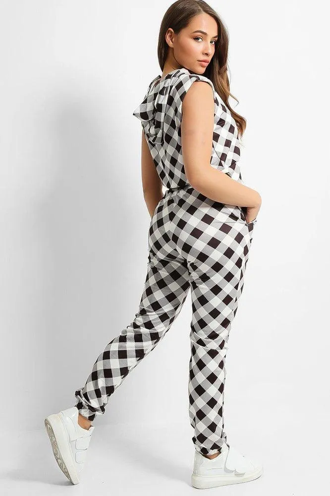 Large Gingham Hooded Sleeveless Set