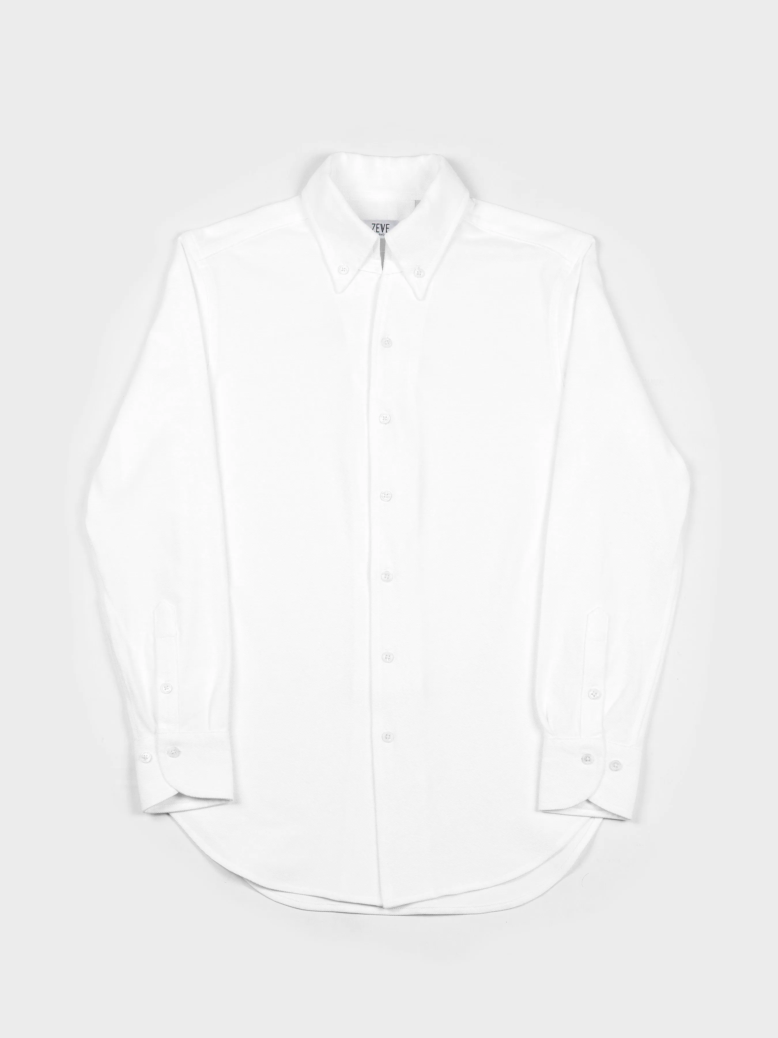 Long Sleeve Polo Shirt - White Button Down