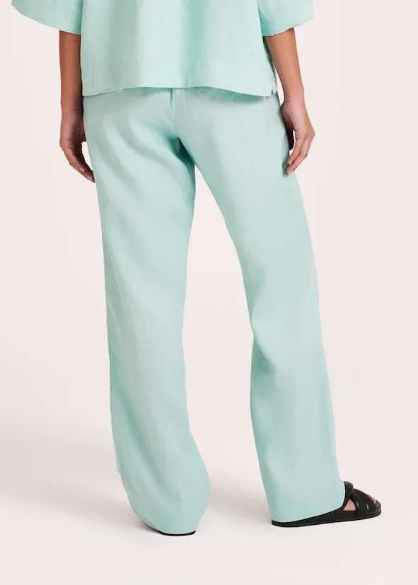 Lounge Linen Pant - Aqua