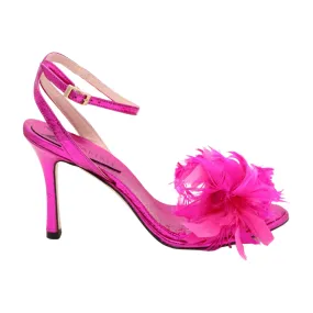 MARIAN Pink Leather  Heeled Sandal with Feather 58910