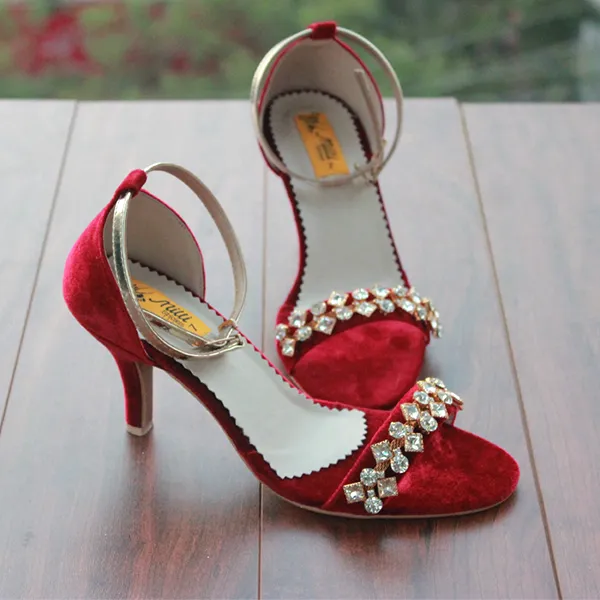 Maroon Heel Sandal for women