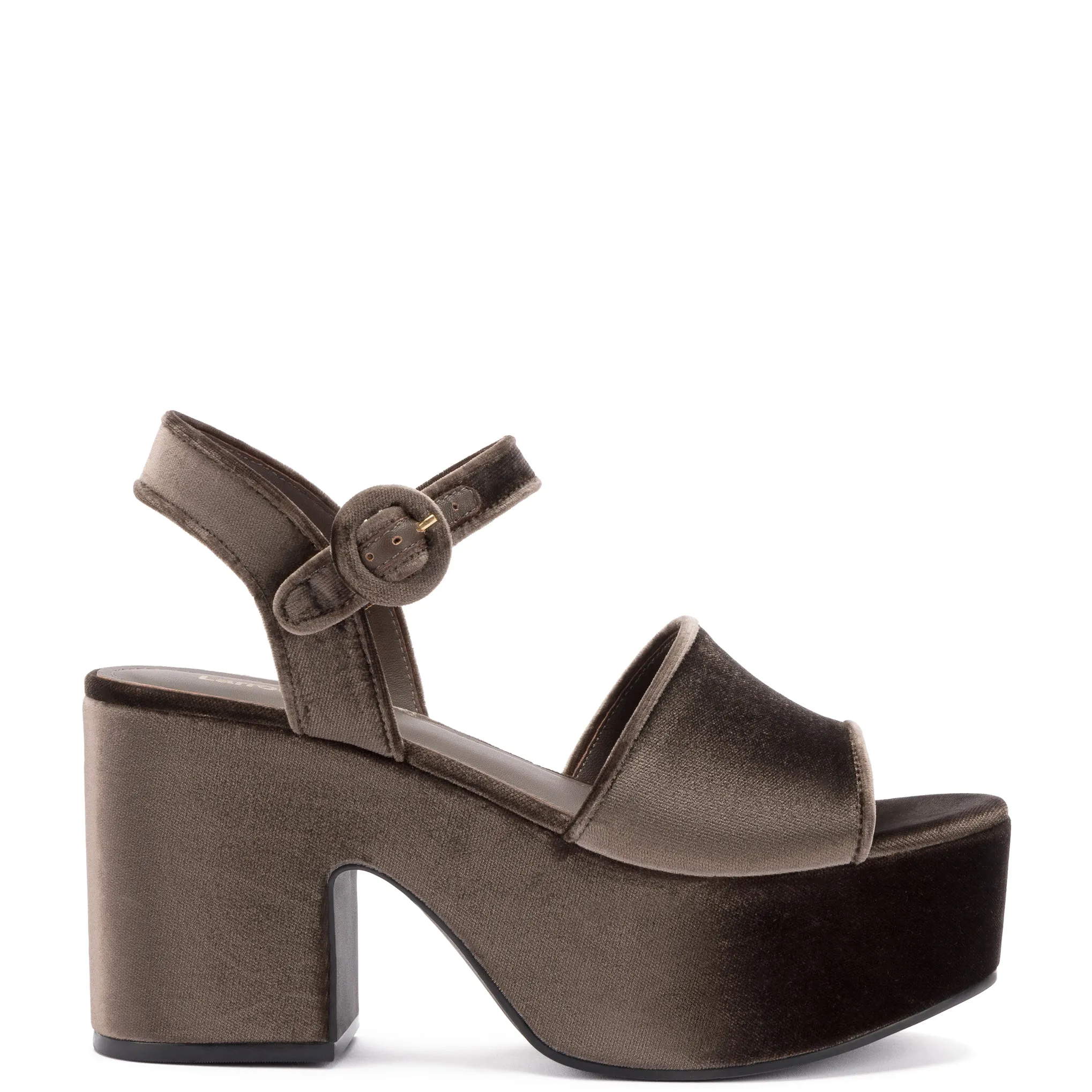 Miso Platform Strap Sandal In Expresso Velvet