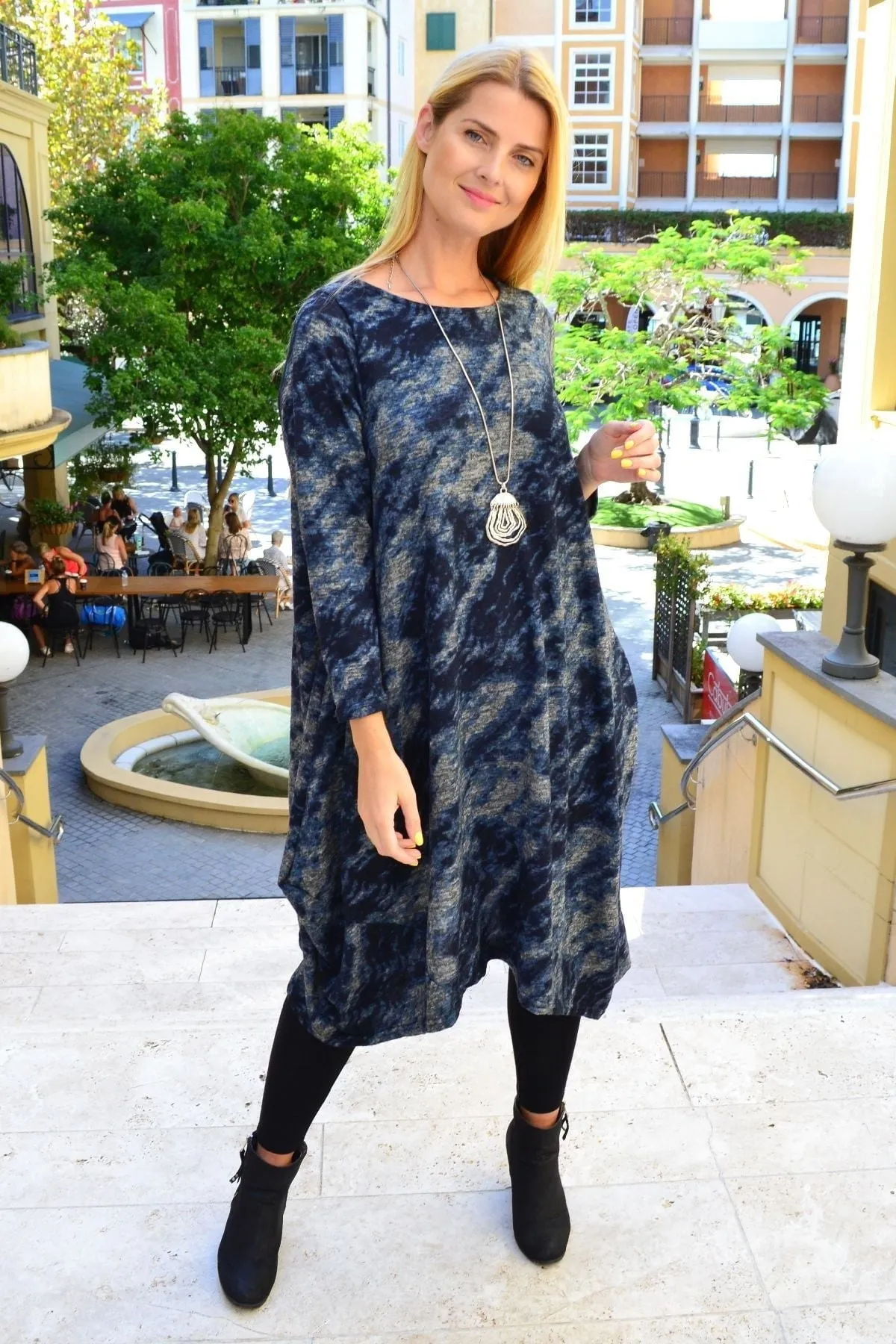 Nova Navy Abstract Tunic Dress