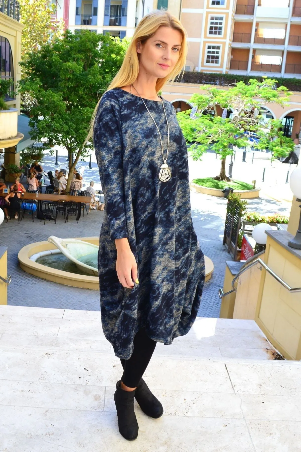 Nova Navy Abstract Tunic Dress