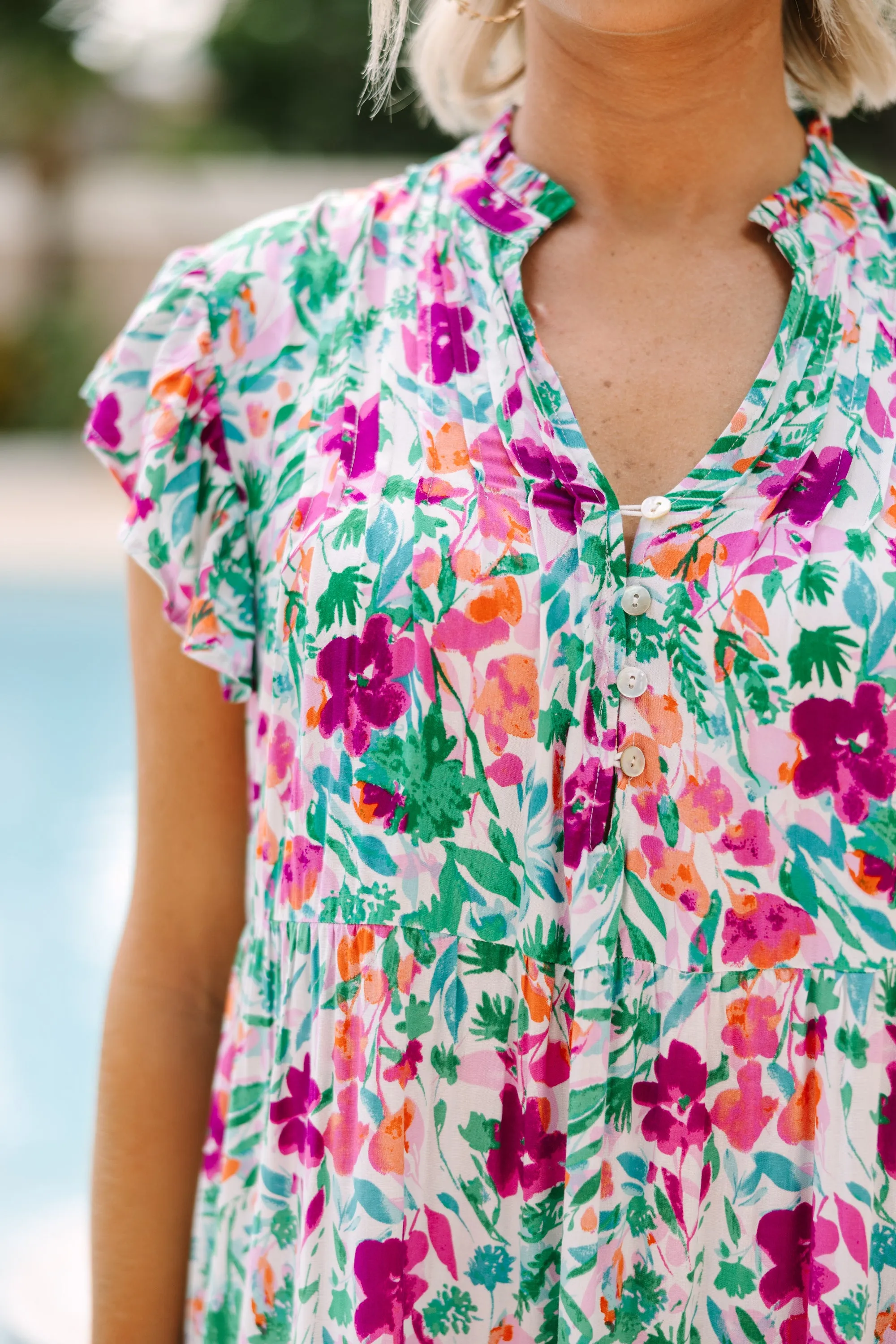 Real Love Magenta Purple Floral Midi Dress