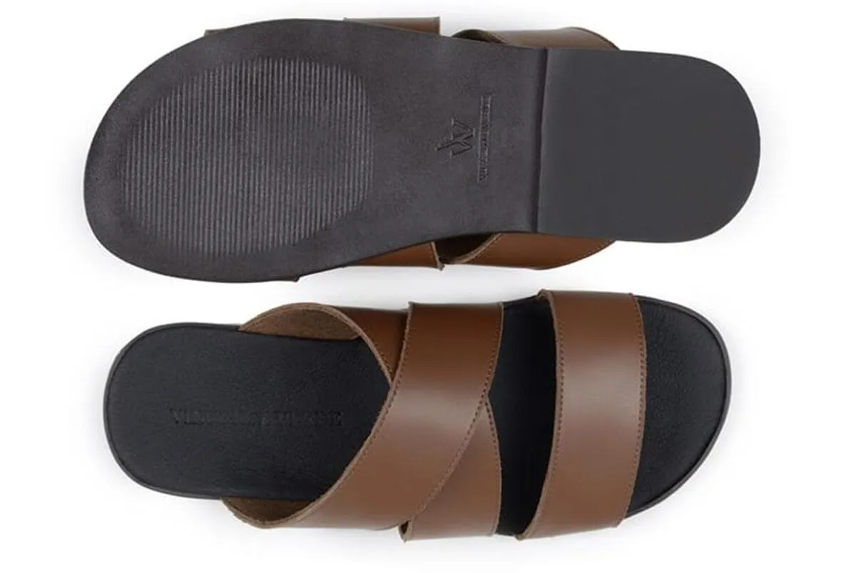 'Rimini' vegan leather men's sandal by Vincente Verde - cognac