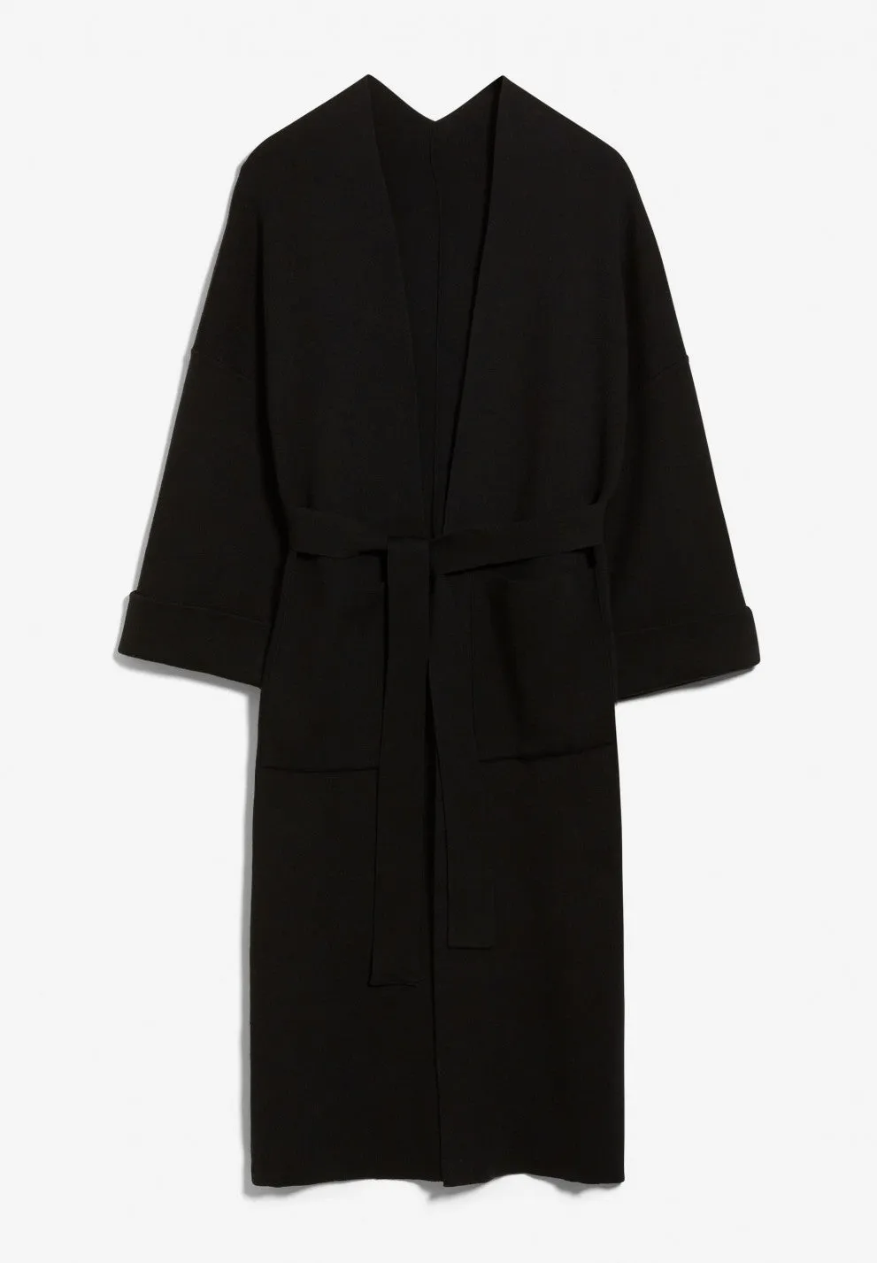 SINOURAA Black Long Cardigan in Tencel Cotton Mix