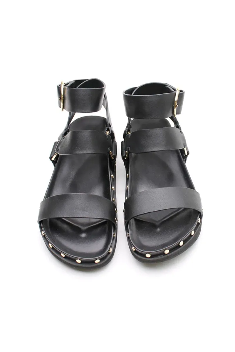 STUDDED SANDAL-BLACK GOLD