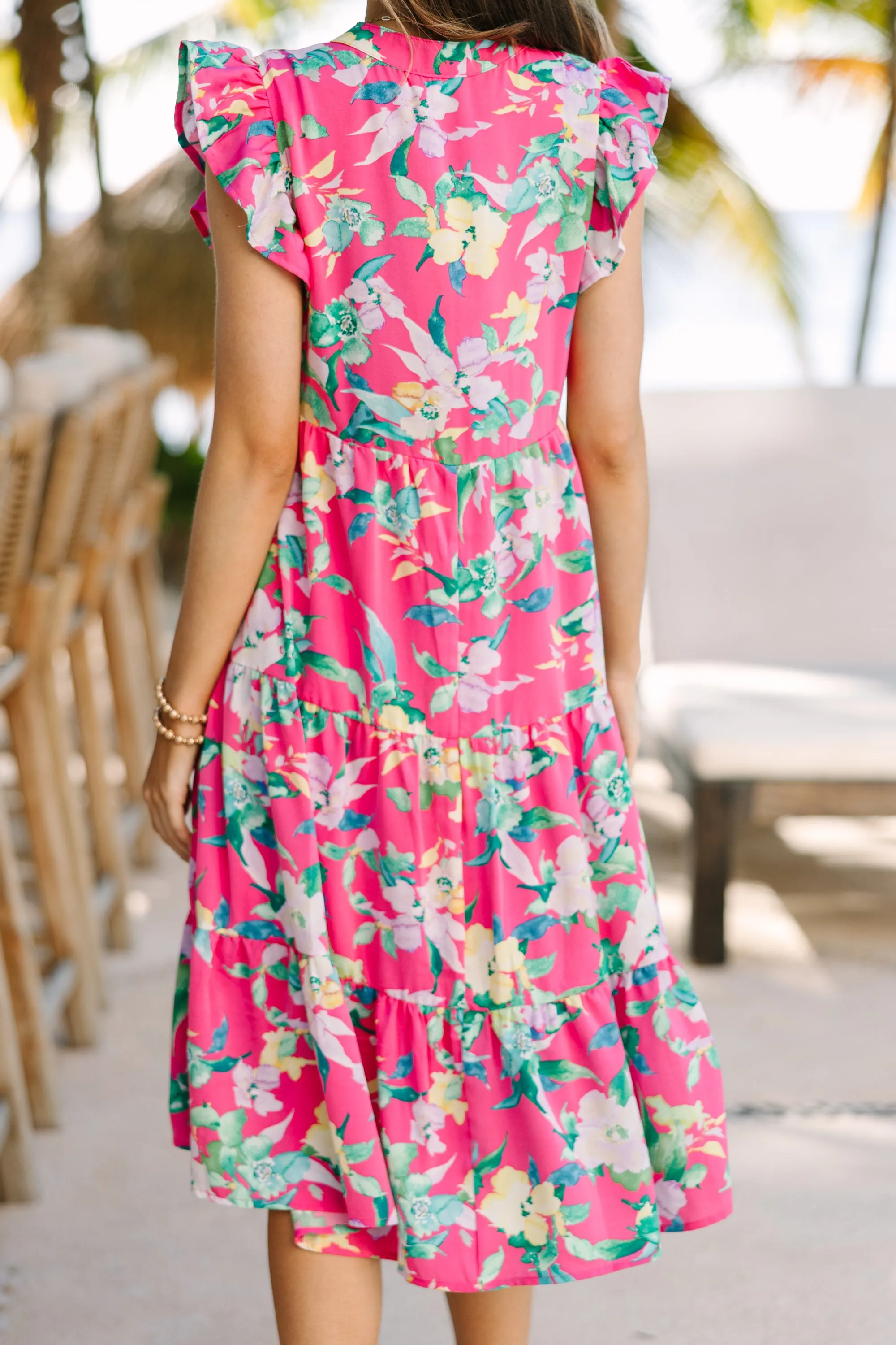 Tell Me More Pink Floral Midi Dress