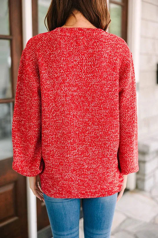 The Slouchy Red Bubble Sleeve Sweater