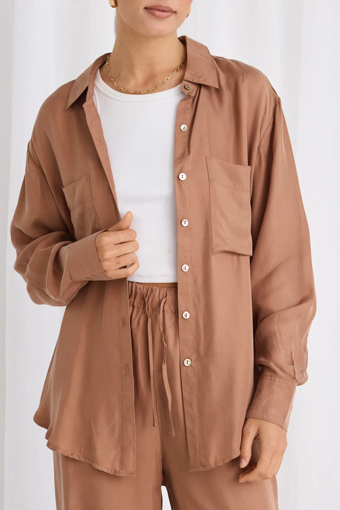 Tidal Mocha Luxury Blend Oversized Shirt