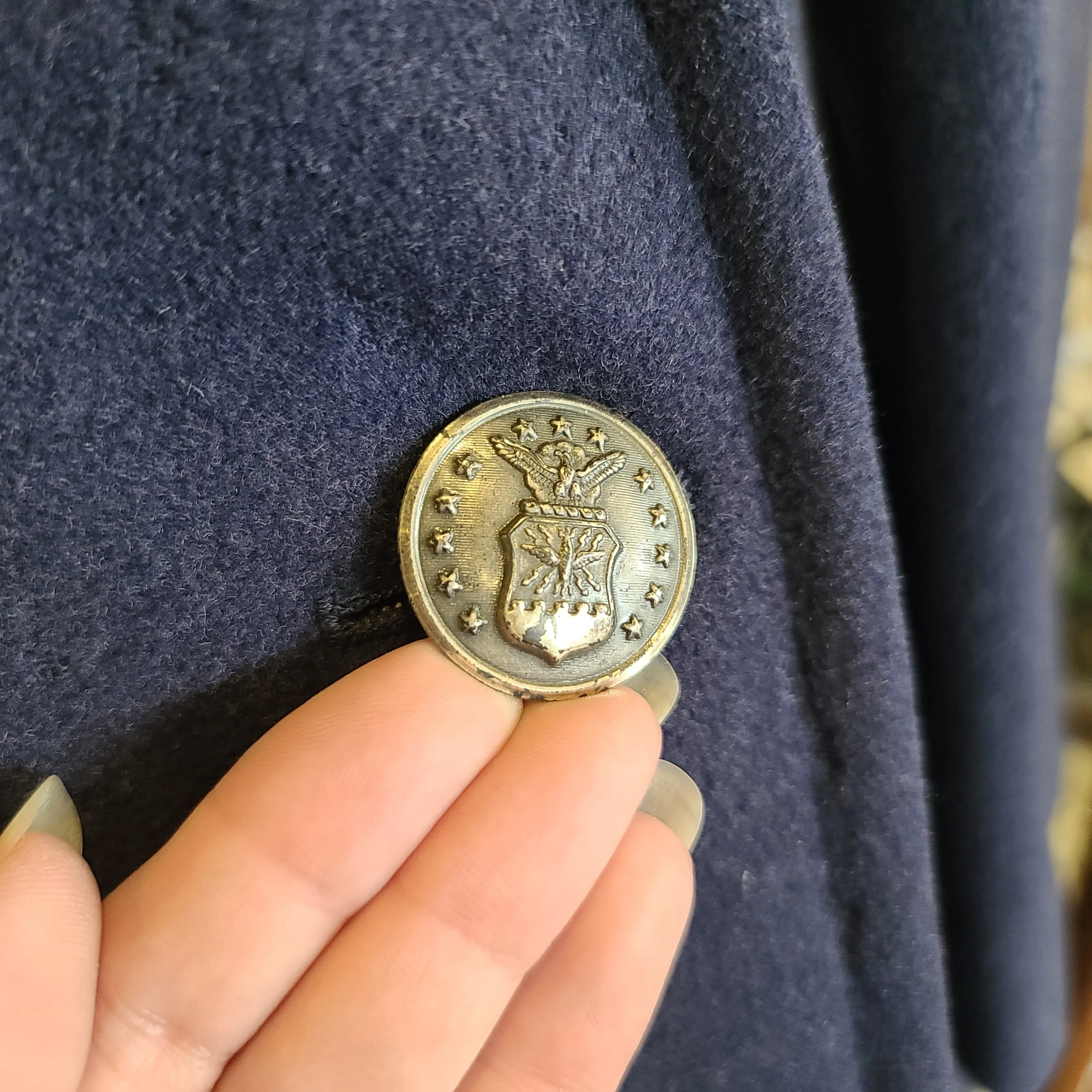 VINTAGE 1951 Blue Wool Airforce Peacoat