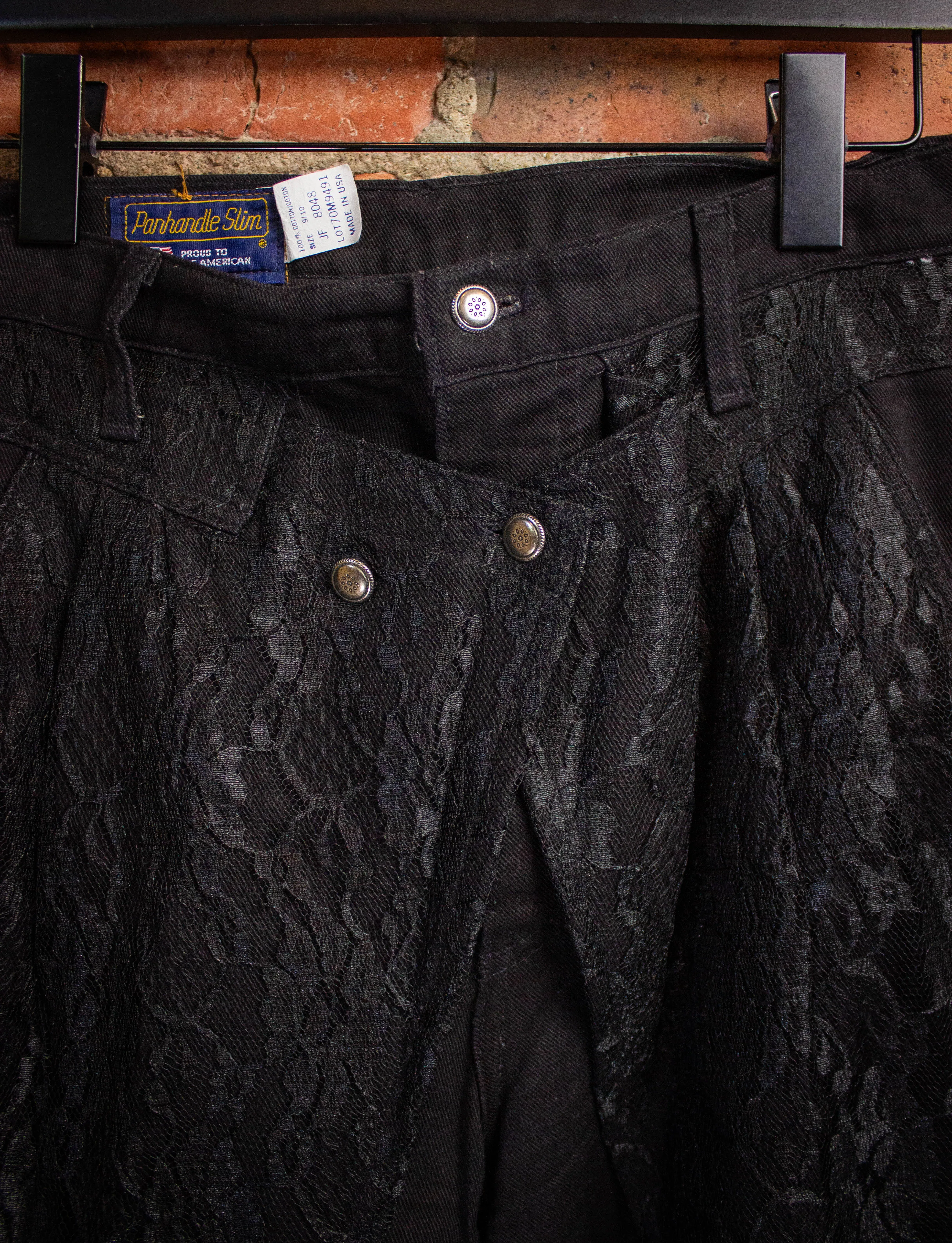 Vintage Panhandle Slim Black Lace Jeans 1990s 28W