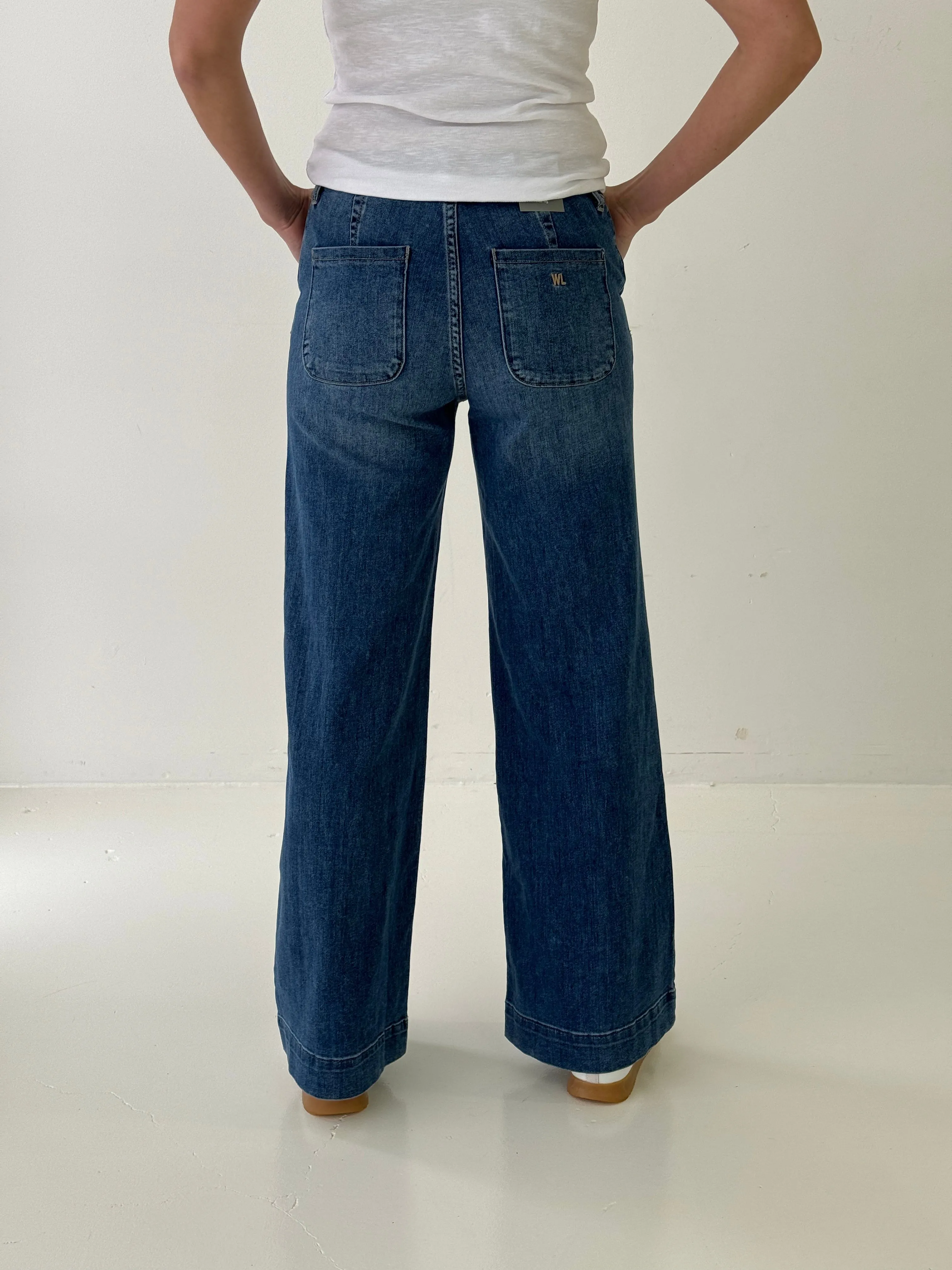 Wash Lab Daily Wide Leg Jeans in Washed Blue