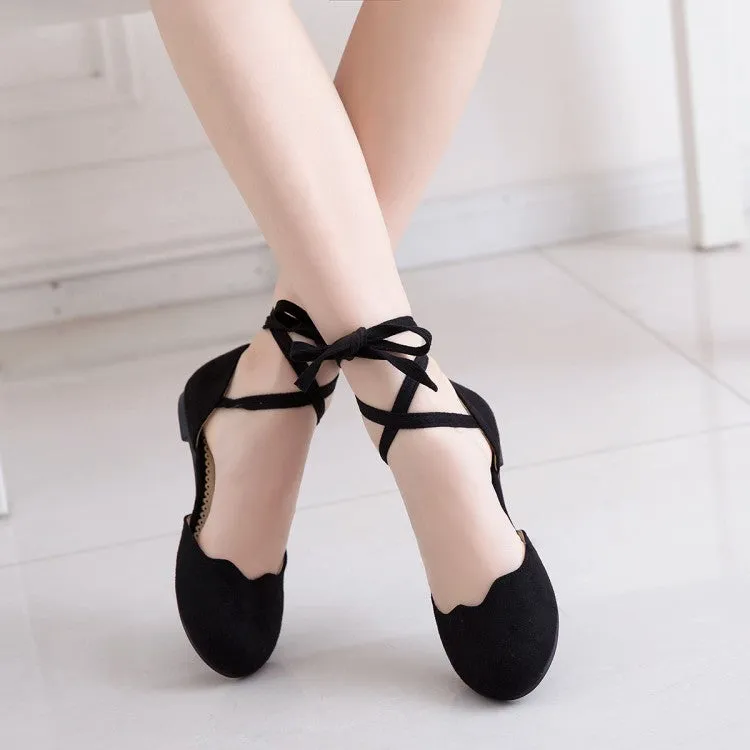 Women's Round Toe Crossed Strap Flat Sandals